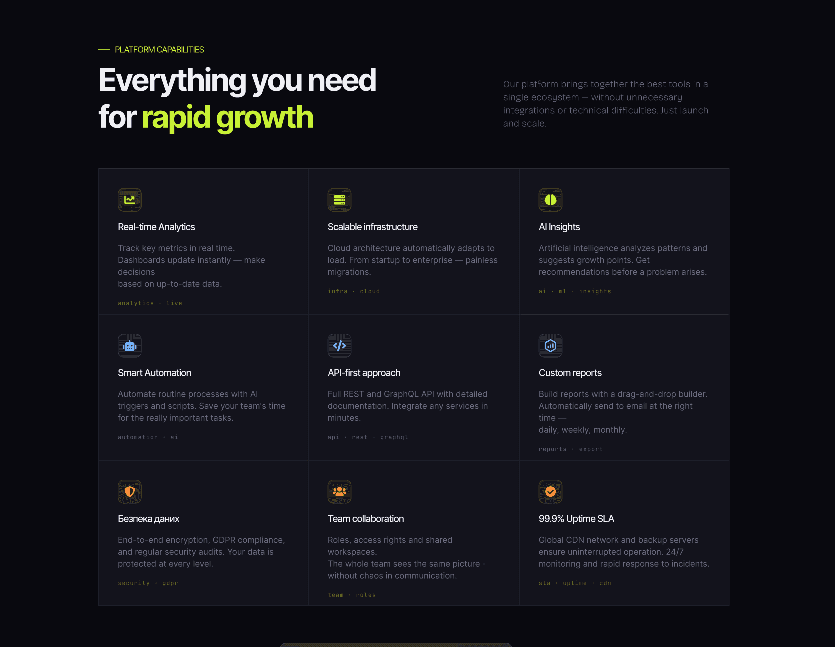 Dark Features Service Section