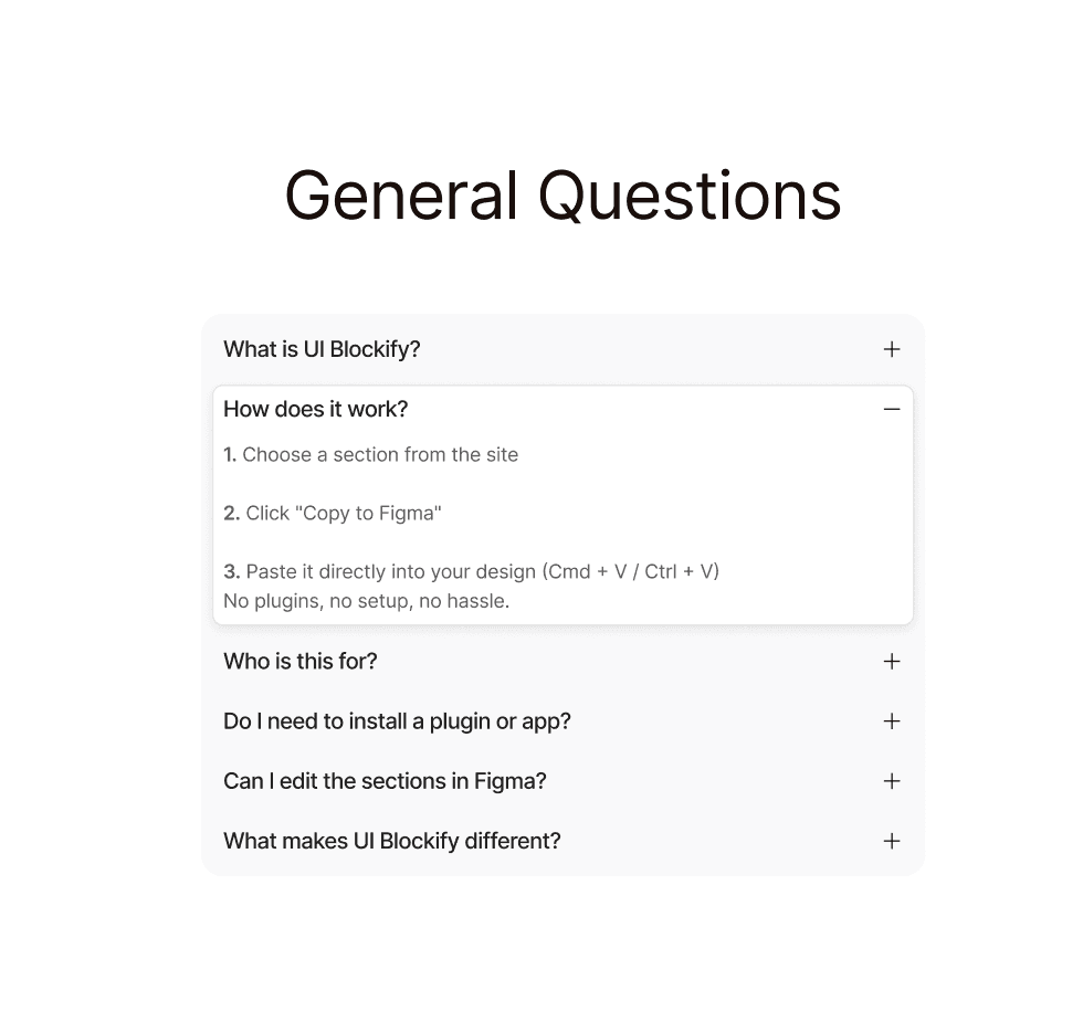 FAQ Section minimal style