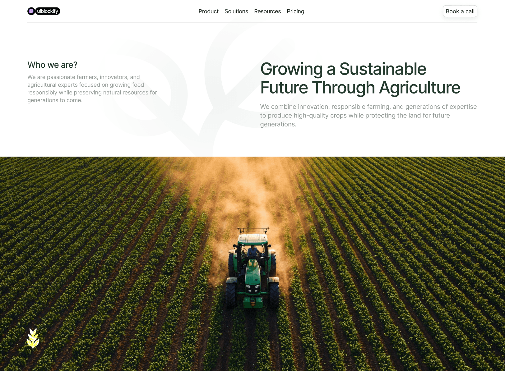 Hero section Agriculture