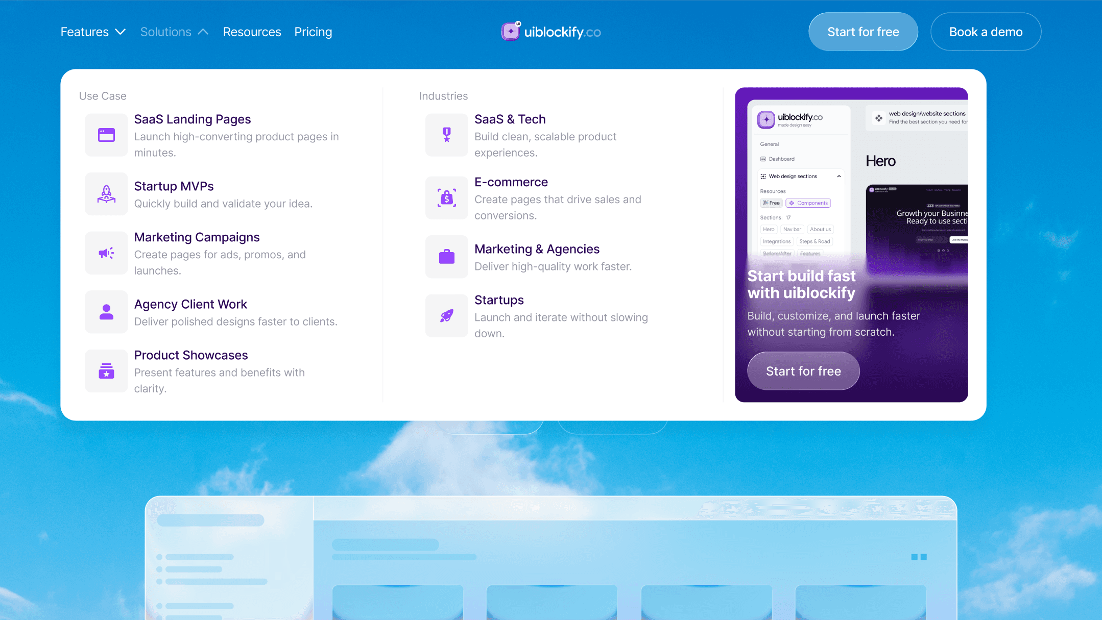 Hero section + Navigation