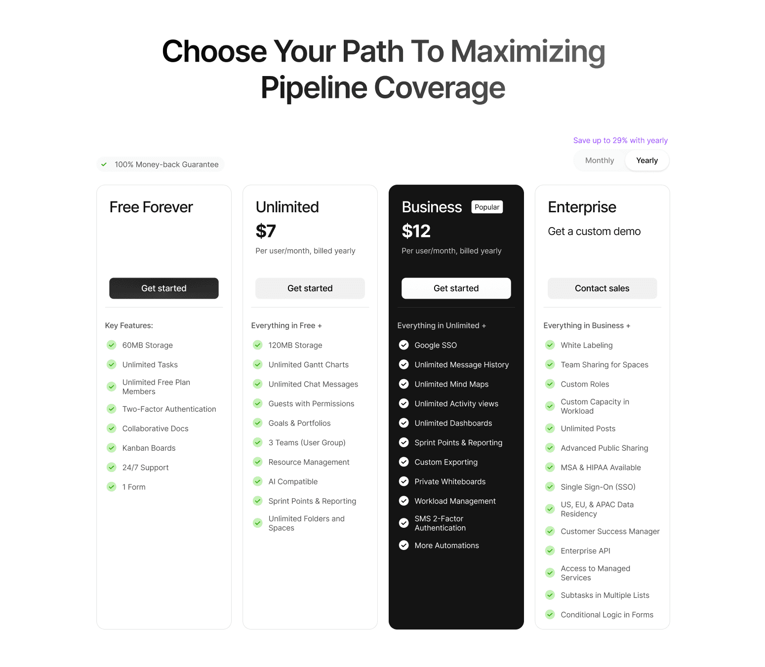 Saas pricing section 