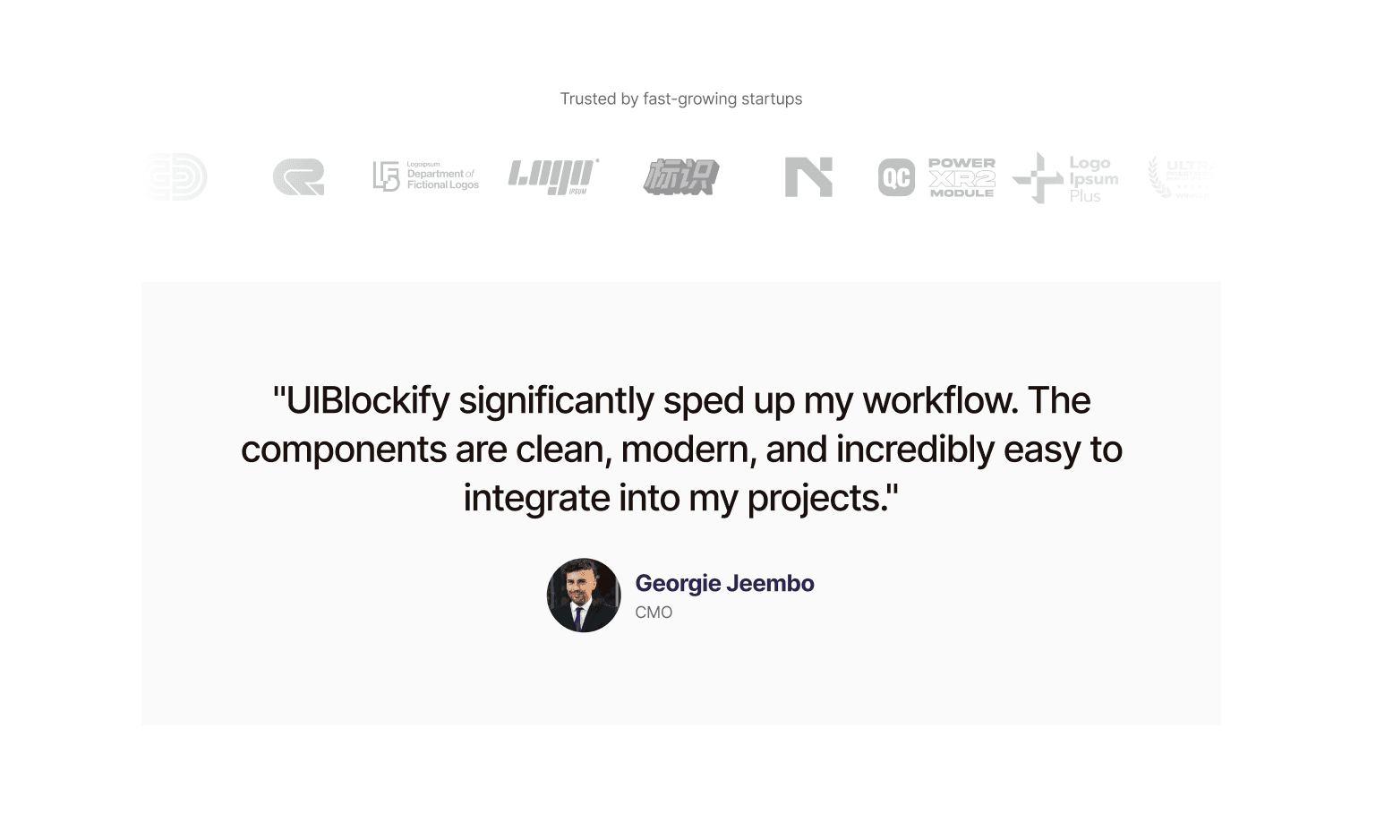 Testimonial and Trusted logos