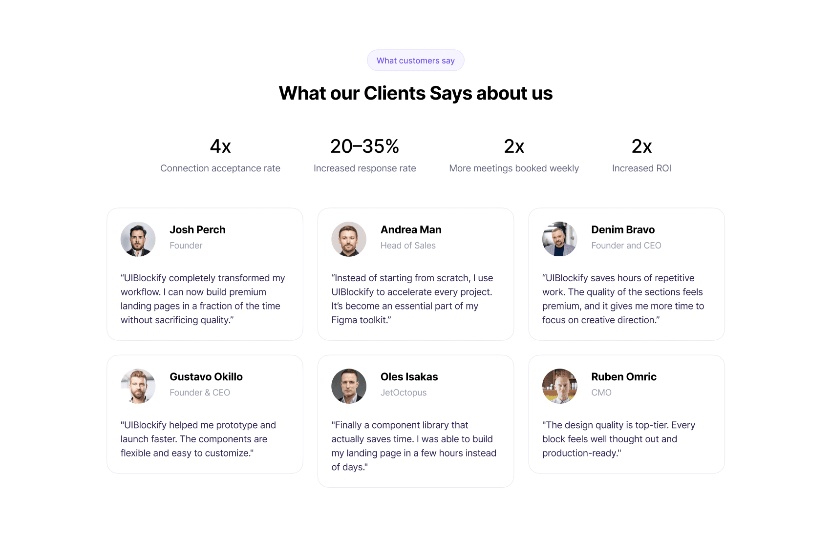 Testimonial with numbers